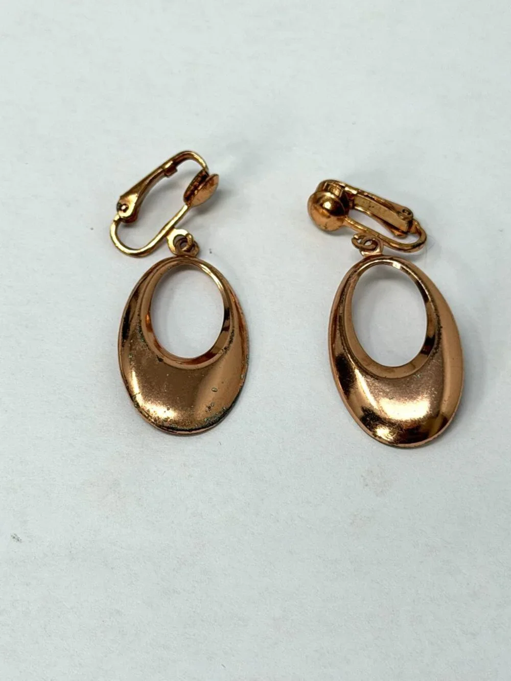 Vintage Copper Earrings 1.5” Door Knocker Clip-on Statement 3.9 grams